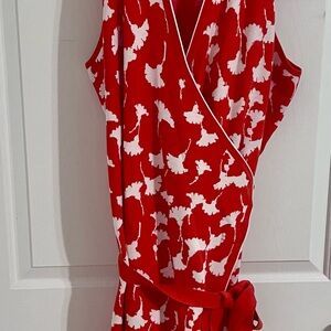 Diane Von Furstenberg Coral & White Maxi Wrap Dress